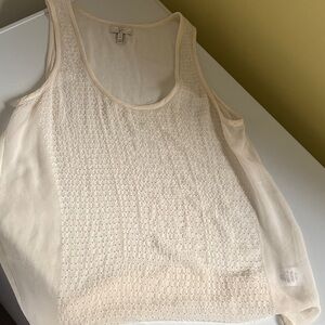 Joie Ivory 100% Silk Textured Sheer Tank Sleeveless Blouse Size Medium